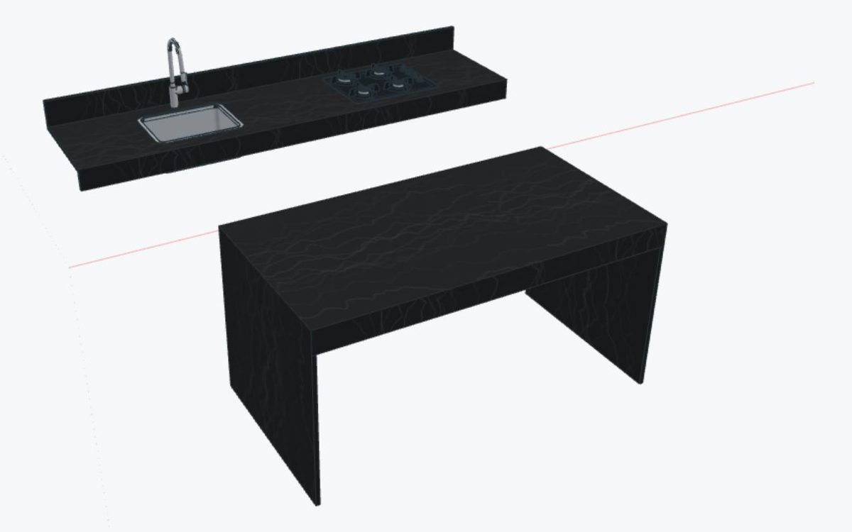 O mesmo projeto do HEROCAD com textura de granito escuro