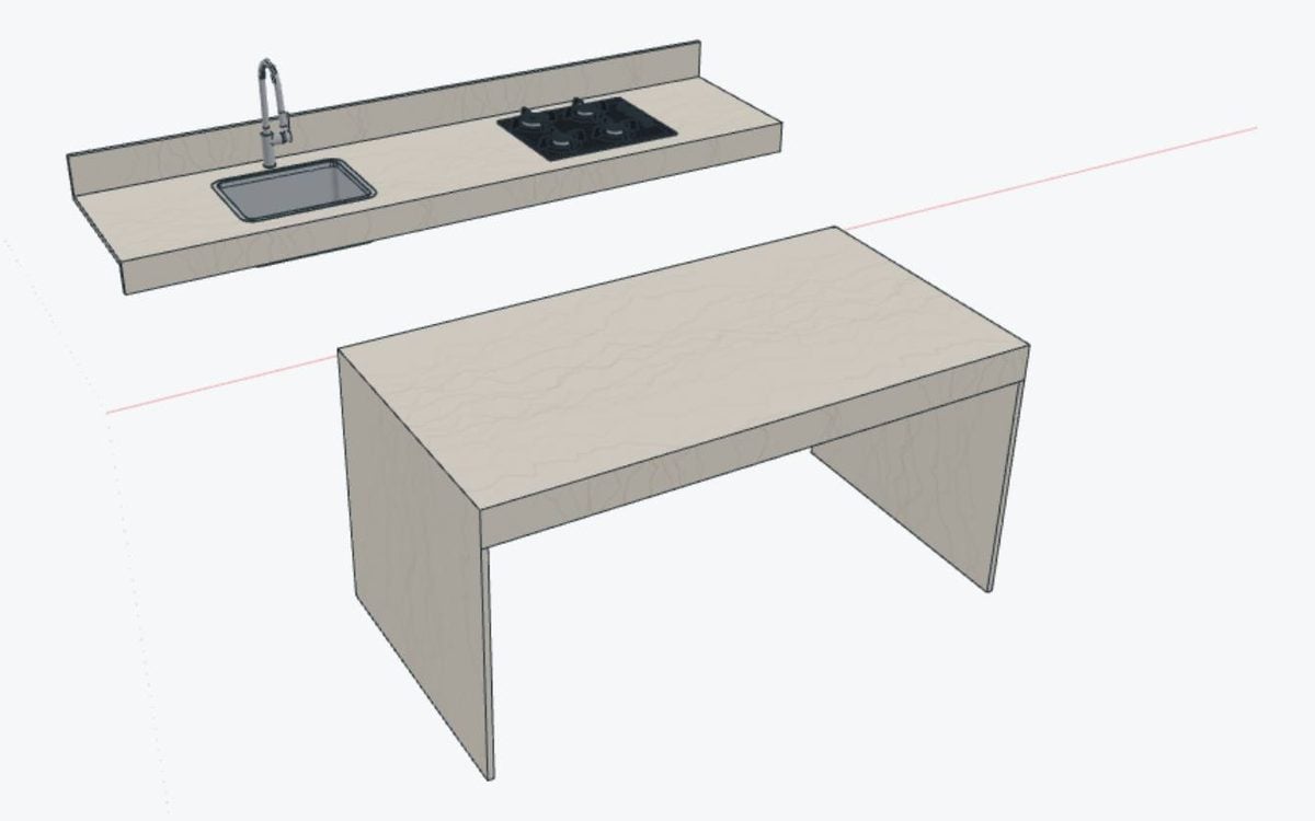 Projeto do HEROCAD com textura de quartzito claro